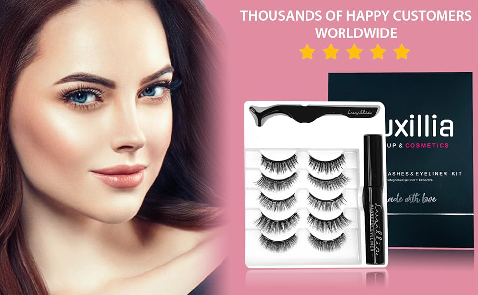 Magnetic Lashes with Eyeliner Natural Looking Eyelashes Kit Applicator Look
