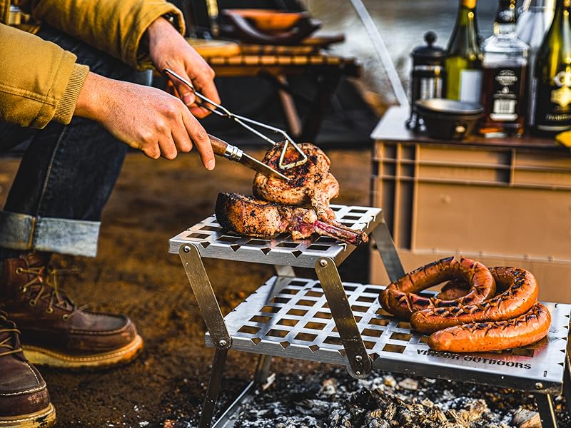 Folding Campfire Grill Grate Fire Pit Campfire Grill Outdoor Camping Grills With Legs Portable Over Fire Camping Grill For Picnic BBQ