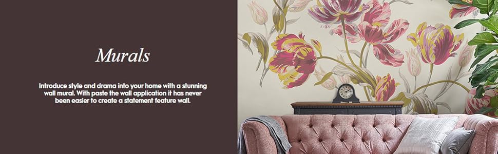 mural, wallpaper, pink, laura ashley