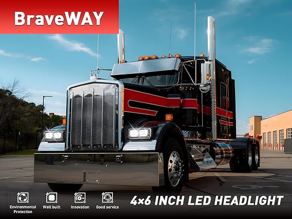 Amazon.com: BraveWAY 4x6 LED Headlights High Low Beam White