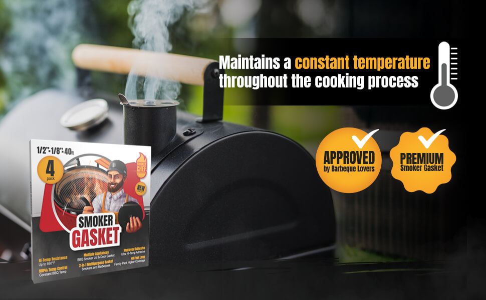 Smoker Chef XXL 40 FT Grill Gasket for Smokers Black 1/2