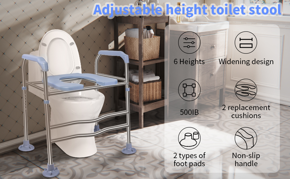 Toilet Seat Risers, 500IB Handicap Toilet Seat with Handles