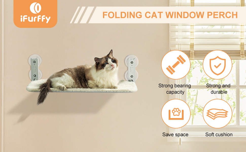 IFurffy Cat Window Perch Foldable, Safest Cat Window