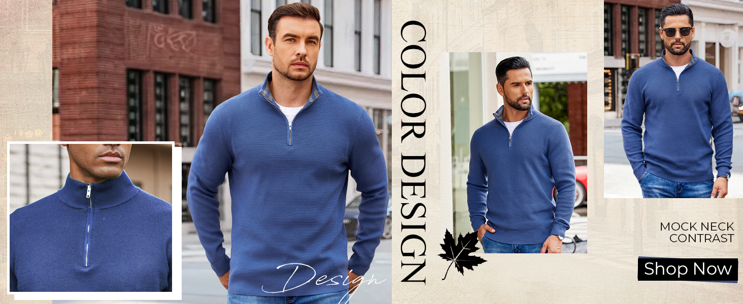 Men Mock Neck Sweater