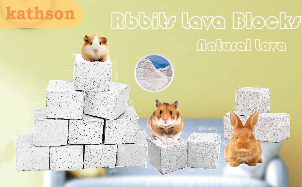 kathson Hamster Lava Blocks,Rabbit Grinding Teeth Toys,Natural Mineral Calcium Stone Chews Toy