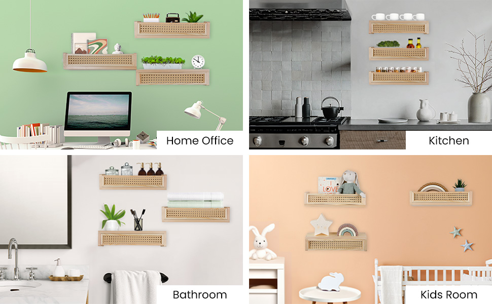 Boho Style Rattan Book Shelve for Nursery