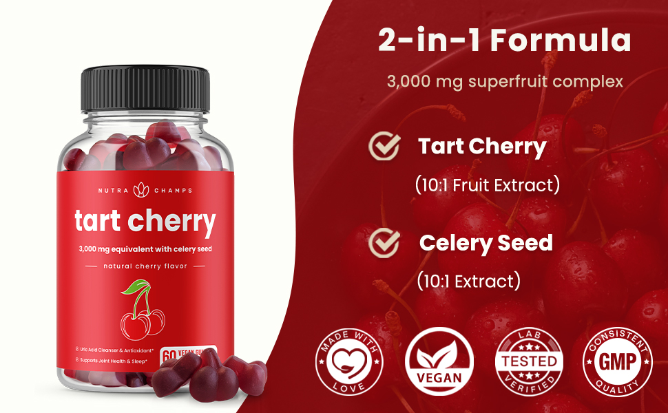 (2Pack) 120 Tart Cherry Gummies 3000mg Supplement with