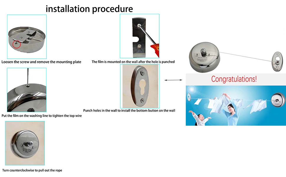 Corde à Linge Télescopique En Acier Inoxydable 304 (corde En Nylon Ronde De 2, 8 M Avec Poulie) 13 3
