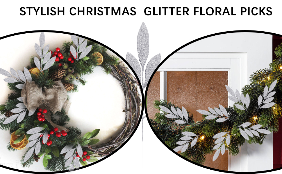 Sawowkuya 30 Pcs Silver Christmas Tree Picks and Sprays