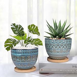 glazed ceramic plant pots set