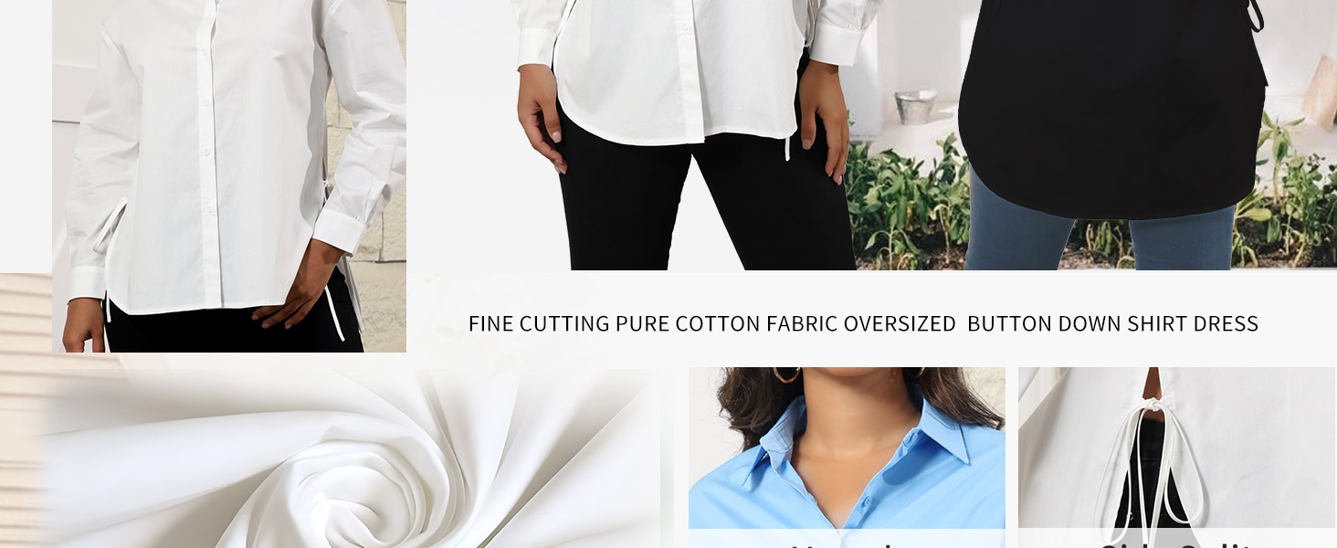 100%Cotton Long Sleeve Sexy Side Split Blouse with Straps