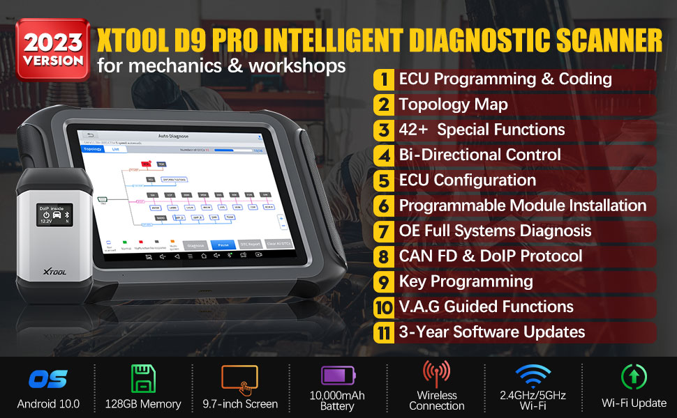 XTOOL D9 PRO ECU Coding & Programming Tool, 2023 Newest BiDirectional