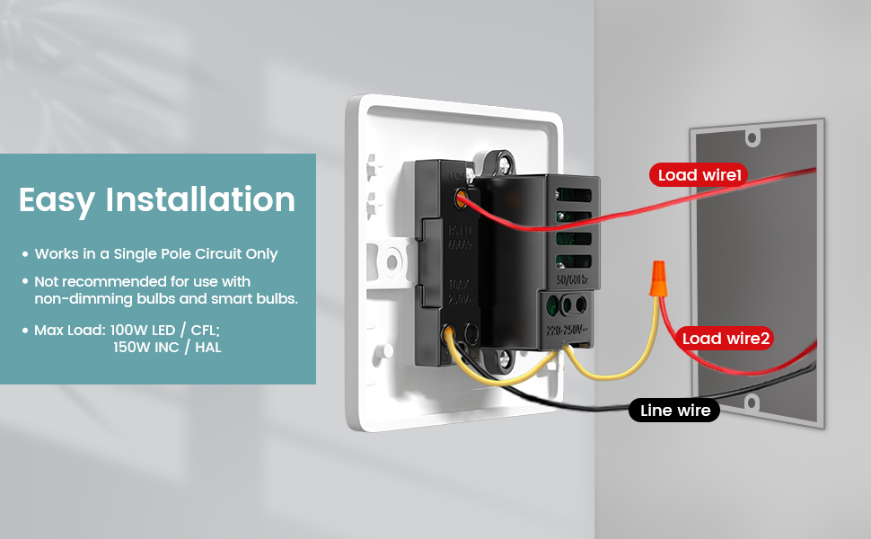 Luxvista White Dimmer Switch, Dimmer and Rocker Wall Light Switch Combo