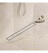Neodrain 24-Inch Linear Shower Drain- with 2-in-1 Flat & Tile insert Cover, Brushed 304 Stainless...