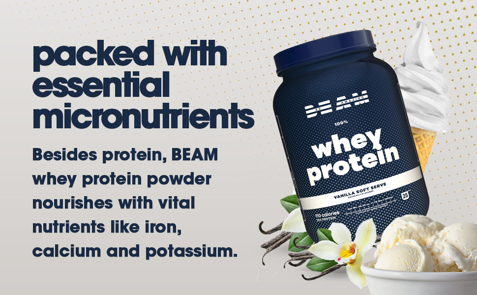 BEAM Be Amazing Whey Protein Isolate Powder, Gluten and SoyFree Protein Powder
