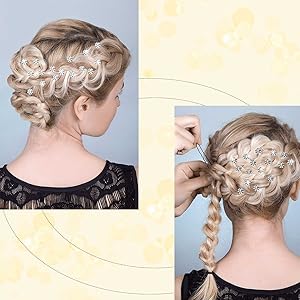 Rhinestone spiral hair pins application