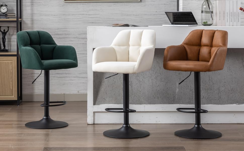EALSON Modern Swivel Bar Stools Set of 2 Velvet Counter
