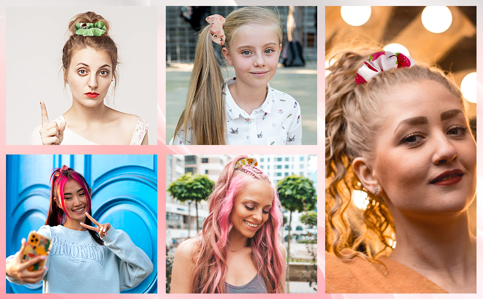 16 Pcs Cute Hair Scrunchies
