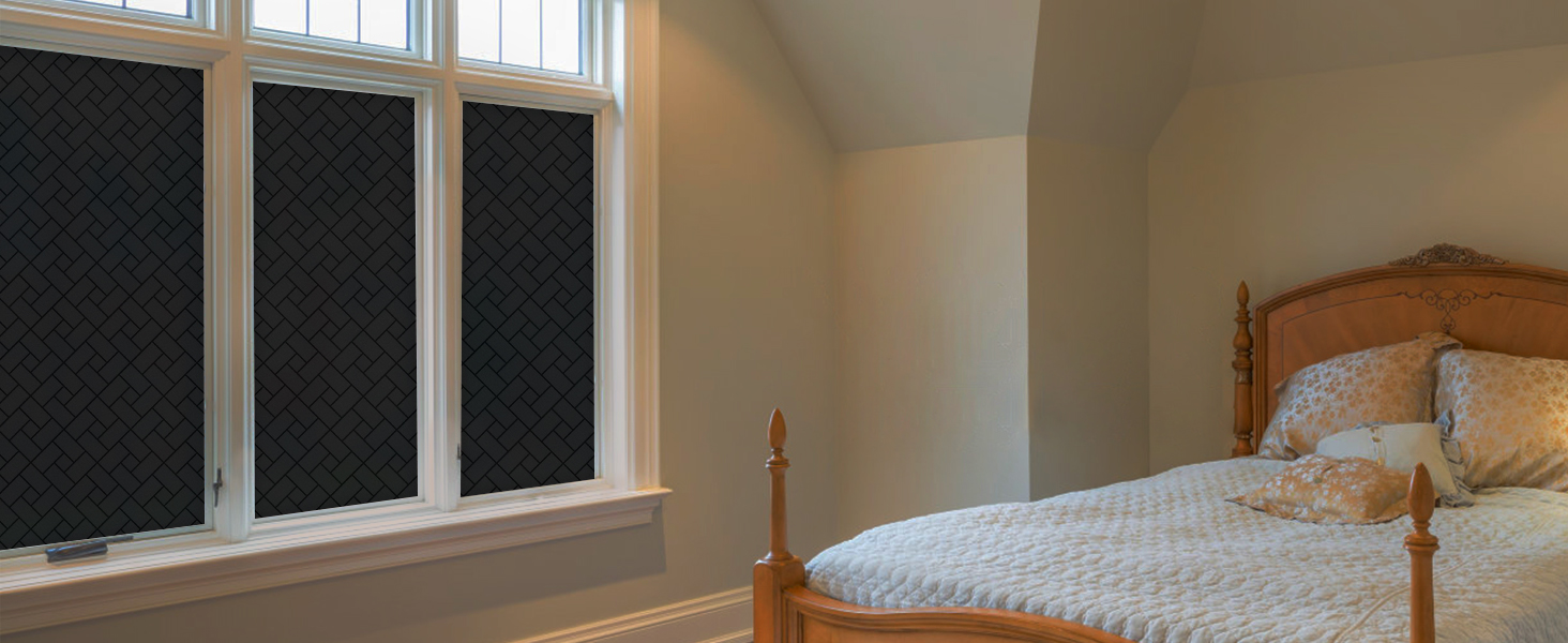 Zindoo Blackout Window Film Privacy, Black Frosted Privacy Film for