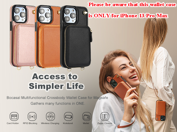 【Bocasal】iPhone13 Pro MAX ケースウォレットストラップ Amazon.com: Bocasal for MagSafe Crossbody Wallet Case