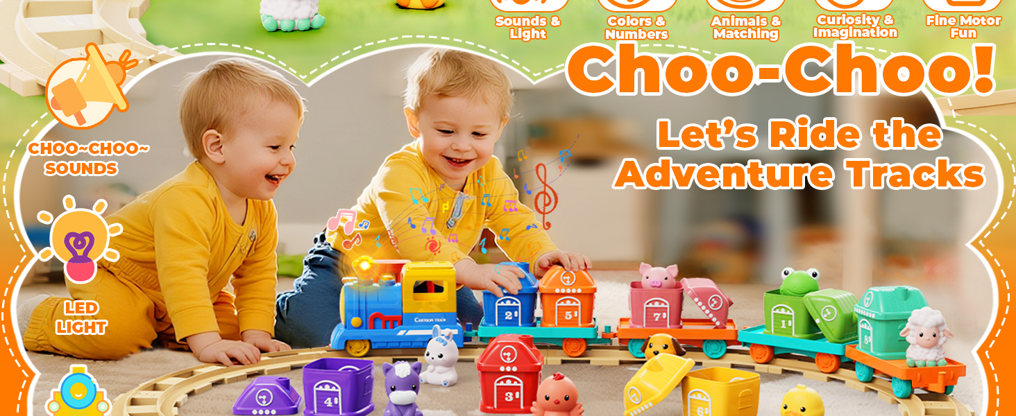 Toddler Toys for 1 2 3 Year Old Boy Girl, Electric Train Set, Montessori Learning Toy