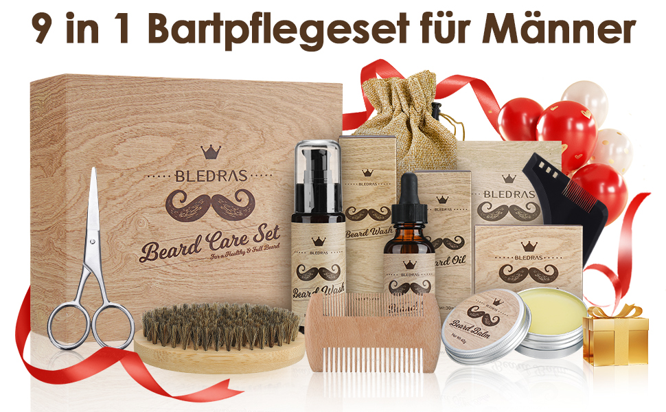 Bartpflege Set Für Männer Bledras 9 In 1 Bartpflege Geschenkset Mit Bartshampoo Bartöl Bart