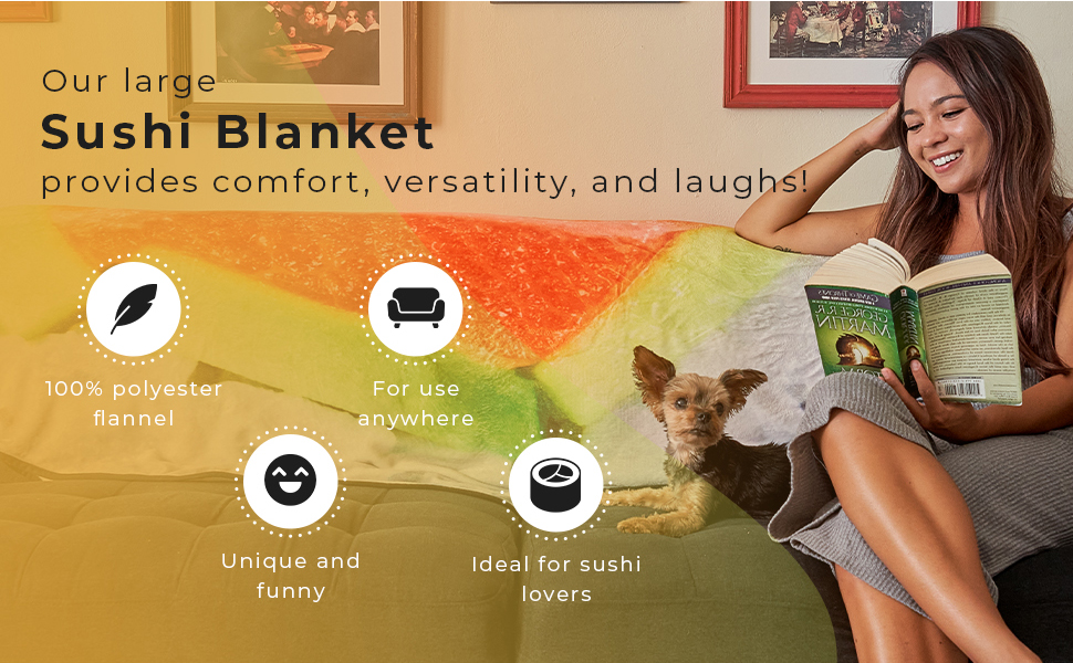 TILTECH Sushi Blanket Giant 6 Foot Fun Food Blanket for