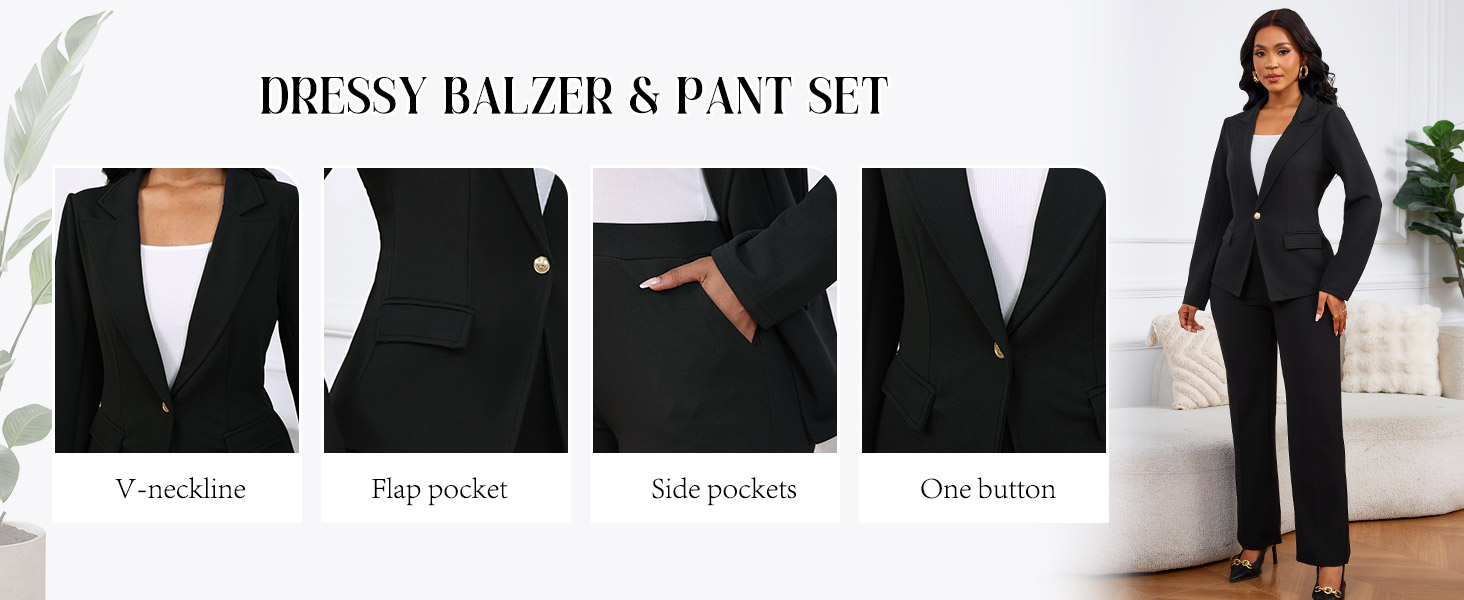 Suits for Women Two Piece Sets Business Professional Pant Suits Dressy