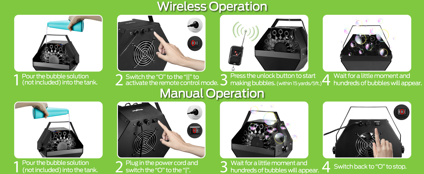 Theefun Bubble Machine Remote Control 750ML Metal Bubble