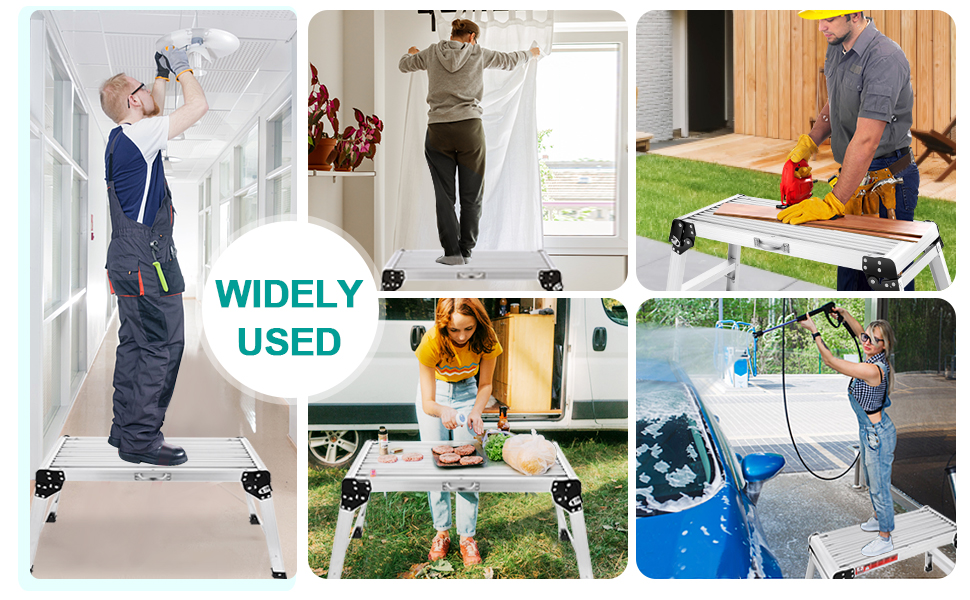 Work Platform Aluminum Step Ladder, 330 LBS Capacity Heavy Duty