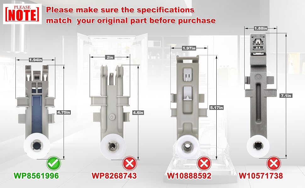 8561996 Dishwasher Upper Rack Adjuster Wheels WP8561996 for Whirlpool