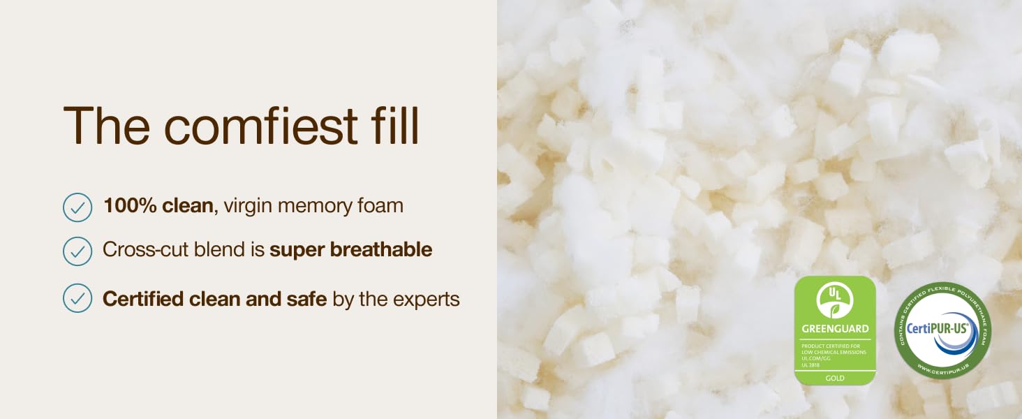 original oomph fill coop memory foam fill proprietary microfiber breathable comfortable clean