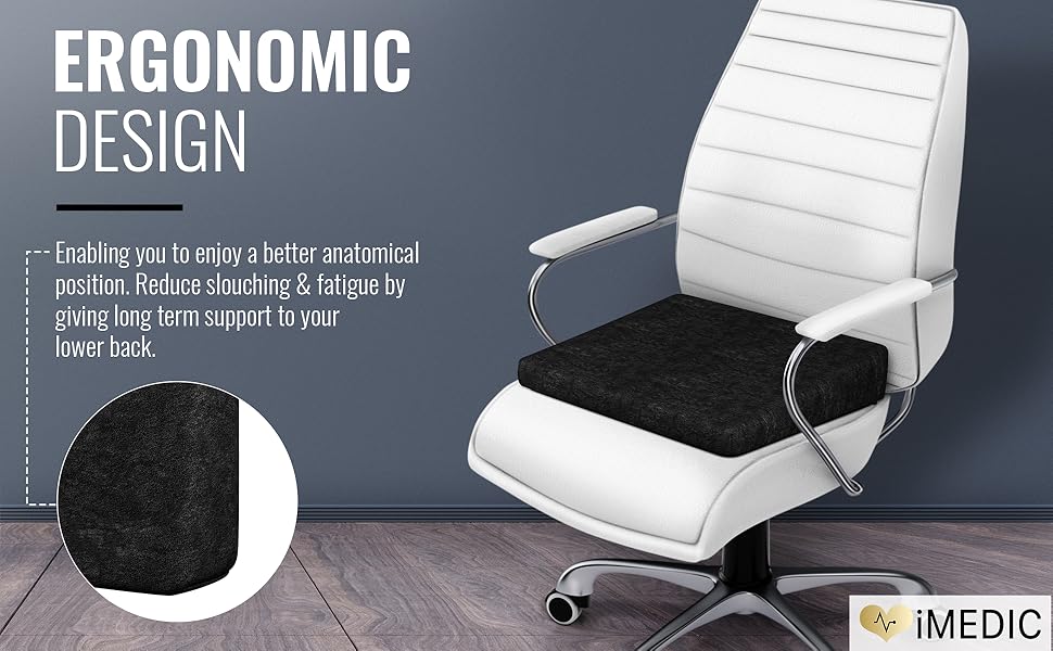 iMedic Wedge Memory Foam Seat Cushion 1x Car Seat Cushion for Posture