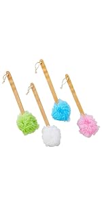 4 Pack Long Handled Loofah 