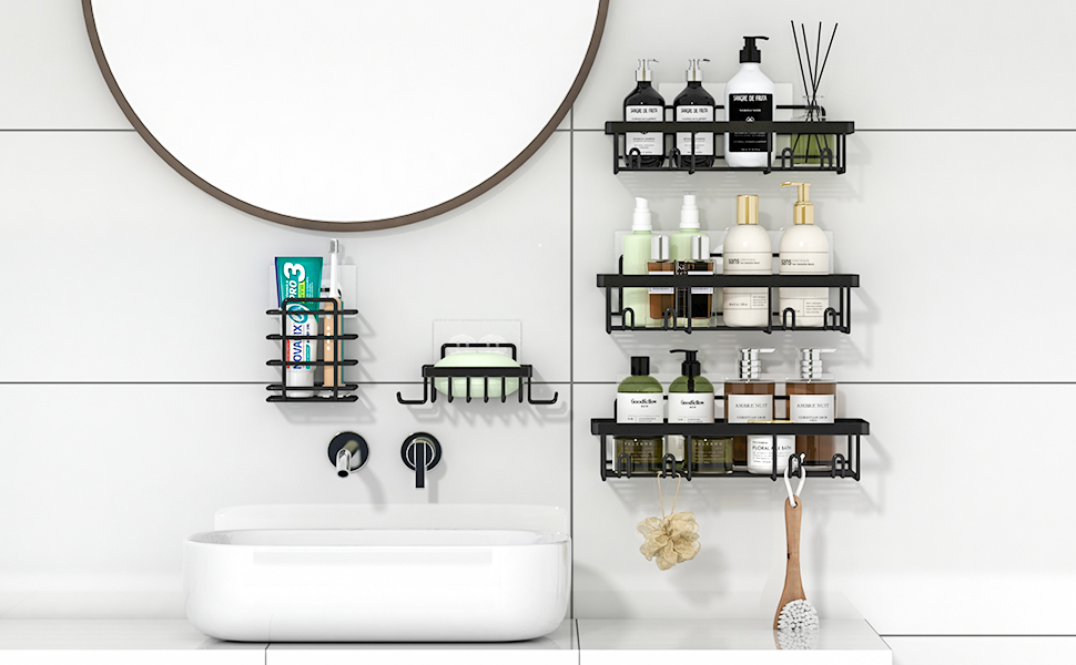 Liuoud Shower Caddy, 5 Pack Shower Organizer, Adhesive