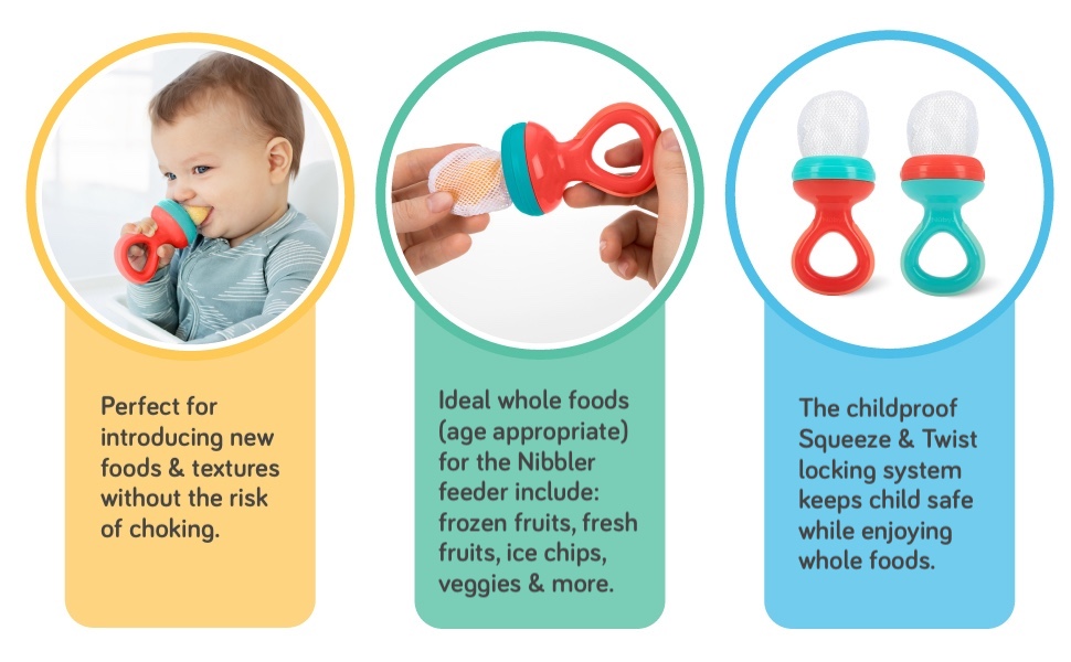 Nuby Nibbler Mesh First Soft Foods Feeder, 2pk, Coral