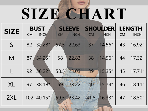 ZNVGIRL Women's Basic Mesh Sheer Tops Long Sleeve See