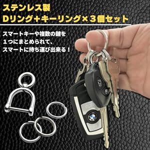 Amazon.co.jp: [TAKES] キーリング Dリング ステンレス製 360度