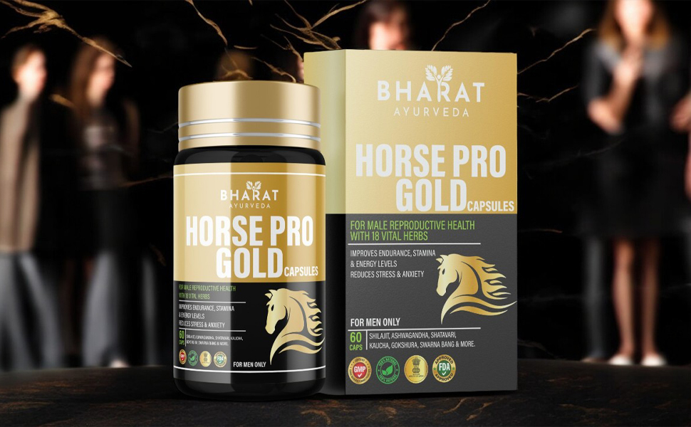 Horse Pro Gold Ayurvedic Supplement for Stamina Reduces Stress Enhances Ashwagandha Shilajit
