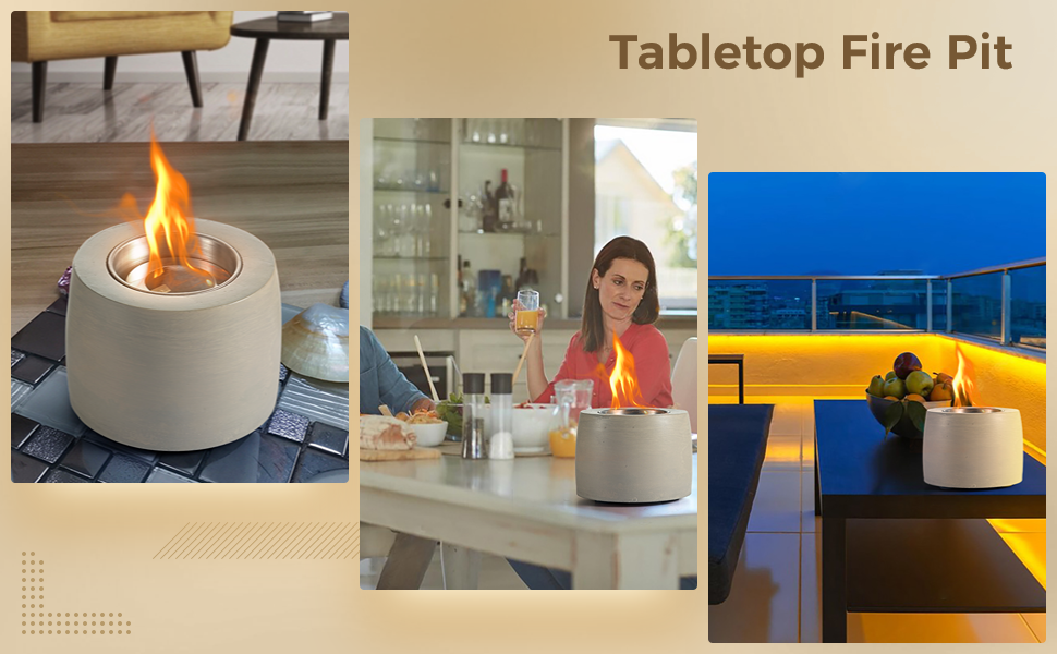 Homaisson Tabletop Fire Pit, Tabletop Concrete Rubbing Alcohol Fire Pit, Mini