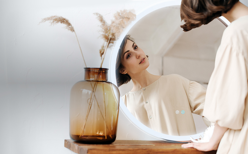 LED Bathroom Mirror 36 Inch Round Mirror with Lights Wall Mounted LED