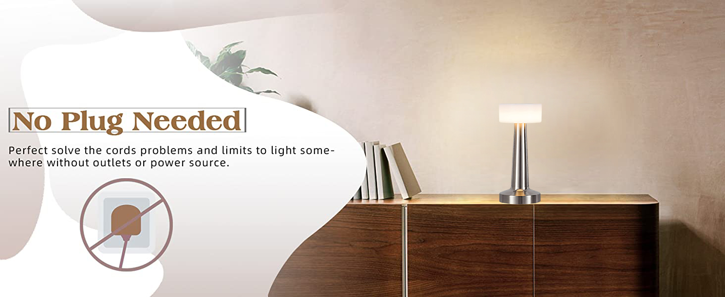 Glivpny LED Rechargeable Portable Cordless Table Lamp with 3Levels