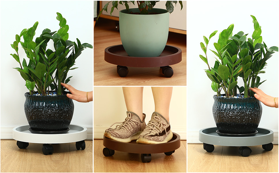 3 Pack Plant Caddy with Wheels Rolling Plant Stand with
