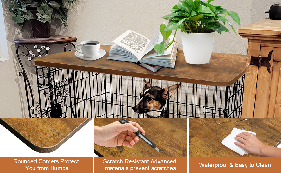 Wood Dog Crate Topper, Premium Dog Crate Table Furniture