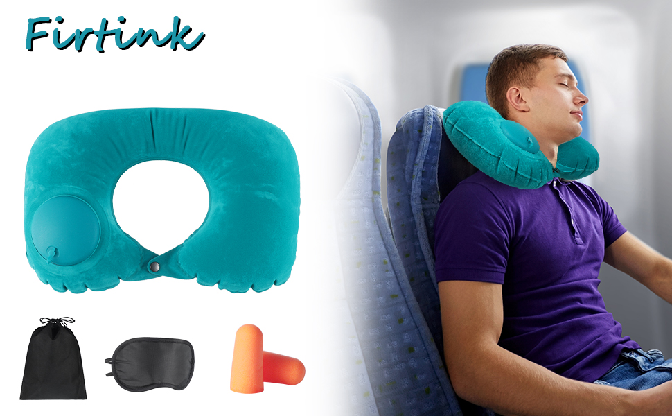 Firtink Inflatable Travel Pillow, Travel Neck Pillow, Blow Up Travel