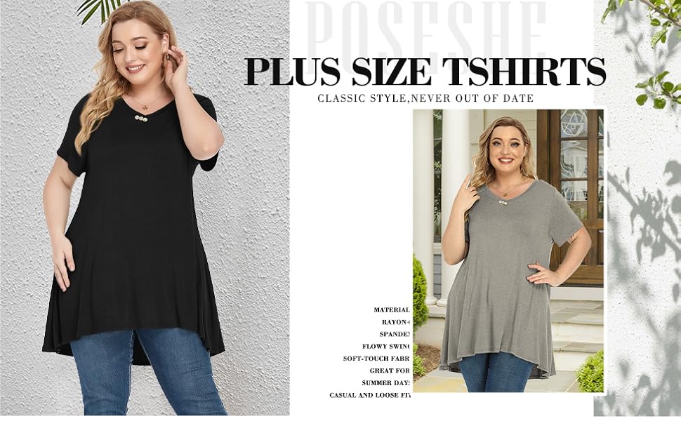 Plus Size Tunic Women Summer Short Sleeve Button Basic Loose Tee Shirts