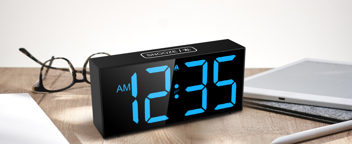 Netzu Loud Alarm Clock for Heavy Sleepers Adults, Large Alarm Clocks