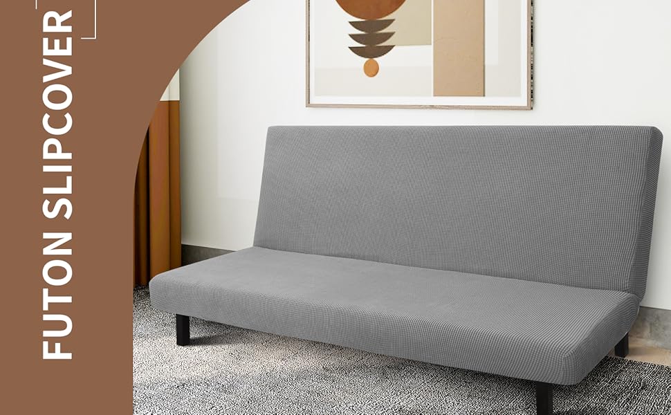 JIVINER Stretch Futon Cover Universal Armless Sofa Slipcover Non Slip Spandex Sofa