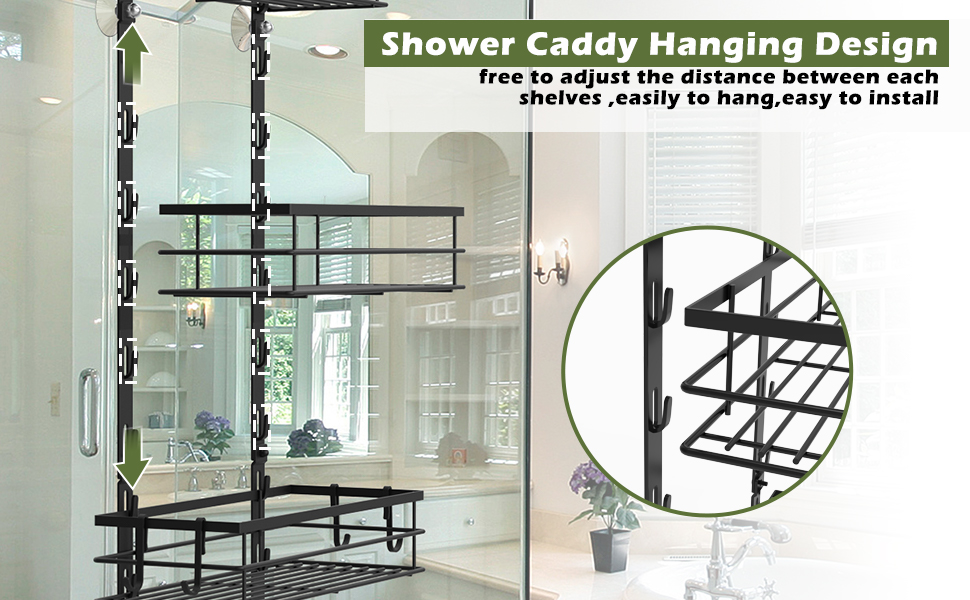 Nandae Shower Caddy Hanging,5Tier Shower Basket Shelf, Over Door