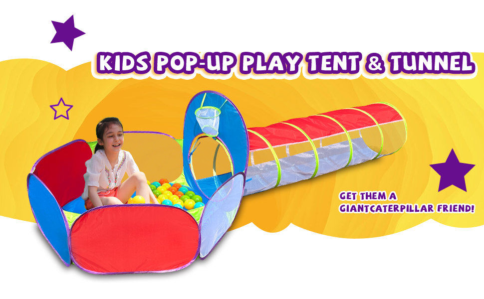 2 in 1 Pop Up Play Tent and Tunnel, Fun Playhouse for